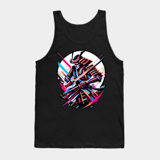 Electric Warrior: Neon Samurai Tank Top